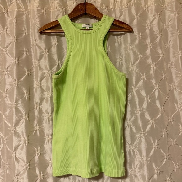 Agolde Bea Ribbed Tank Top Fuji Neon Green - Picture 4 of 15
